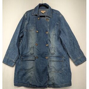 Paris Blues Denim Double Breasted Jacket Women's Plus Size‎ 2X Blue Jean Coat